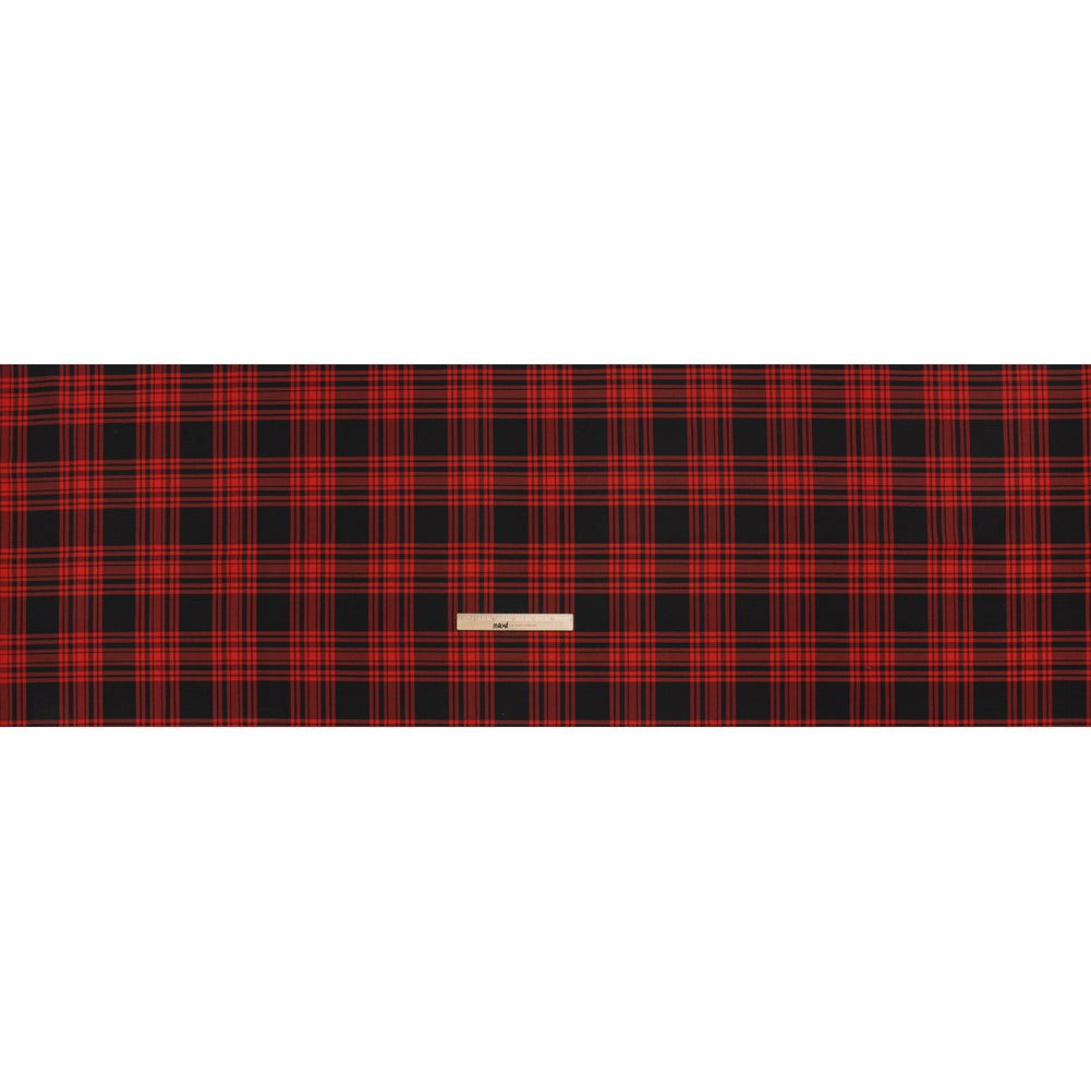 Virgin Wool Twill Made in Italy - Red and Black Plaid