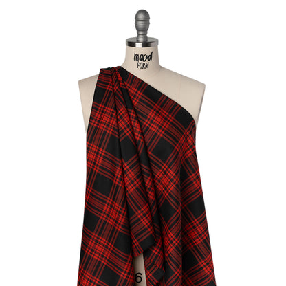 Virgin Wool Twill Made in Italy - Red and Black Plaid