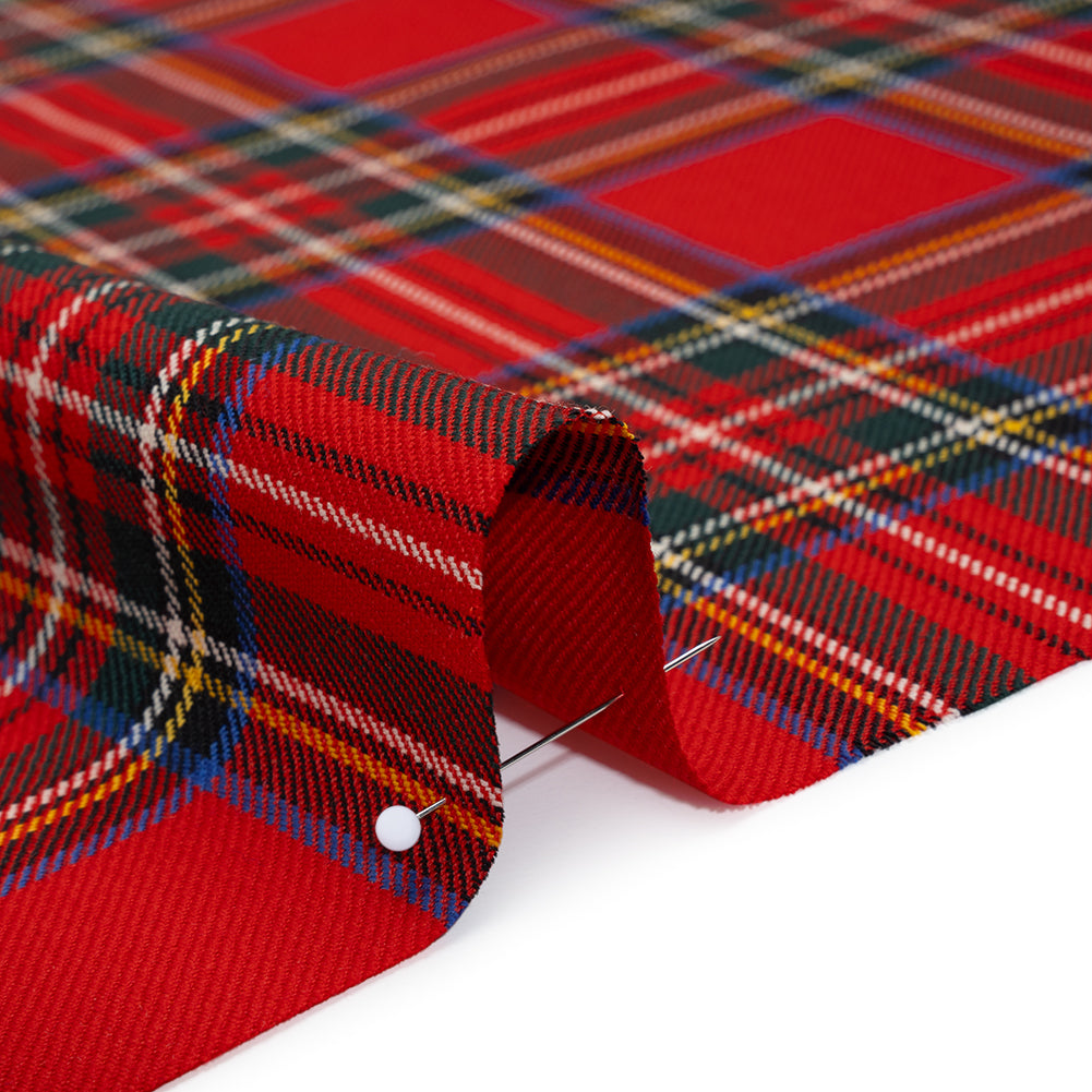 Virgin Wool Twill Made in Italy - Red, Blue and Green Classic Holiday Plaid