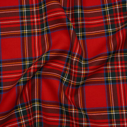 Virgin Wool Twill Made in Italy - Red, Blue and Green Classic Holiday Plaid