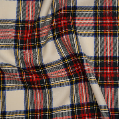 Virgin Wool Twill Made in Italy - White, Red and Blue Plaid