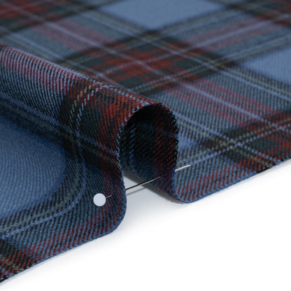 Virgin Wool Twill Made in Italy - Blue and Dark Red Plaid