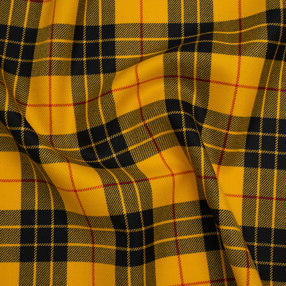Virgin Wool Twill Made in Italy - Yellow, Black and Red Plaid