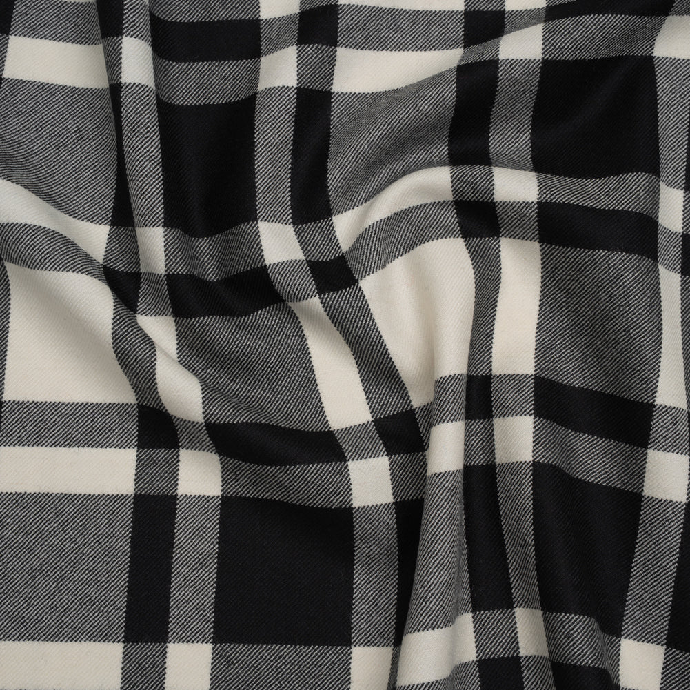 Virgin Wool Twill Made in Italy - Black and White Big Plaid