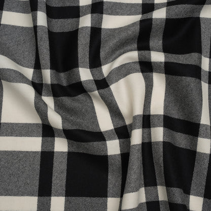 Virgin Wool Twill Made in Italy - Black and White Big Plaid