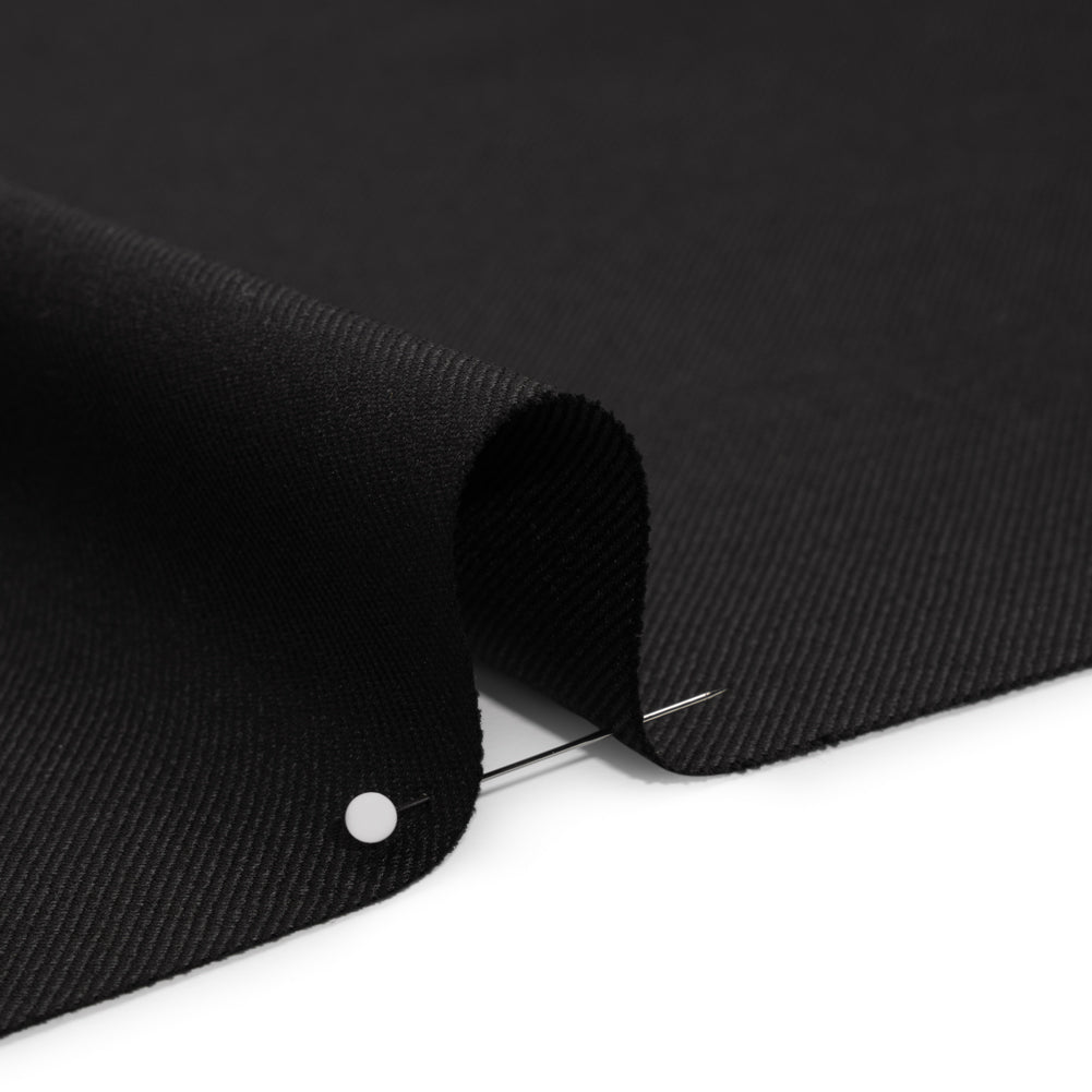 Virgin Merino Wool Twill Suiting Made in Italy - Black