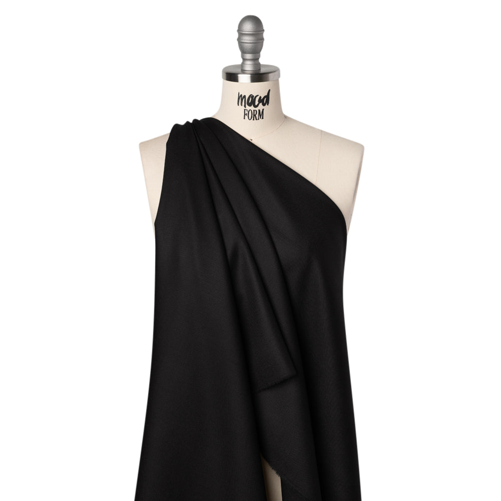 Virgin Merino Wool Twill Suiting Made in Italy - Black