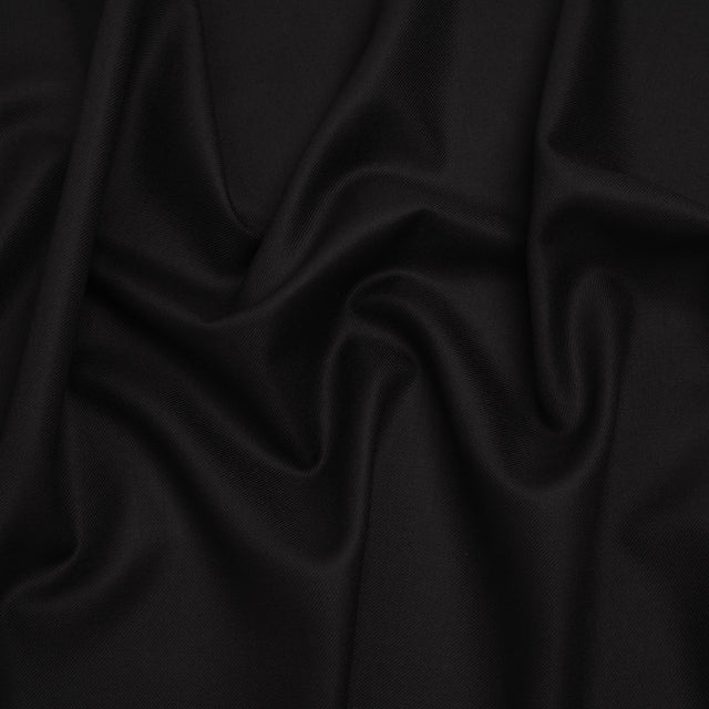 Virgin Merino Wool Twill Suiting Made in Italy - Black