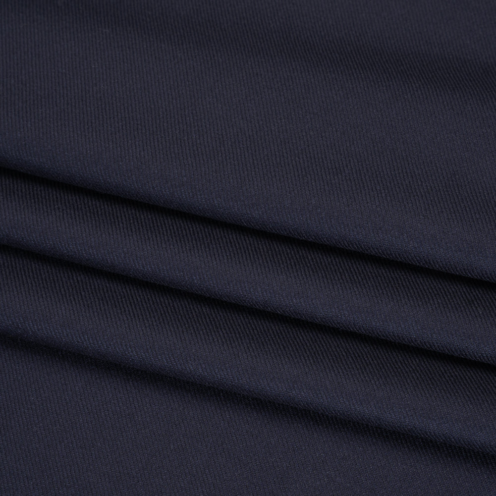 Virgin Merino Wool Twill Suiting Made in Italy - Navy Folded