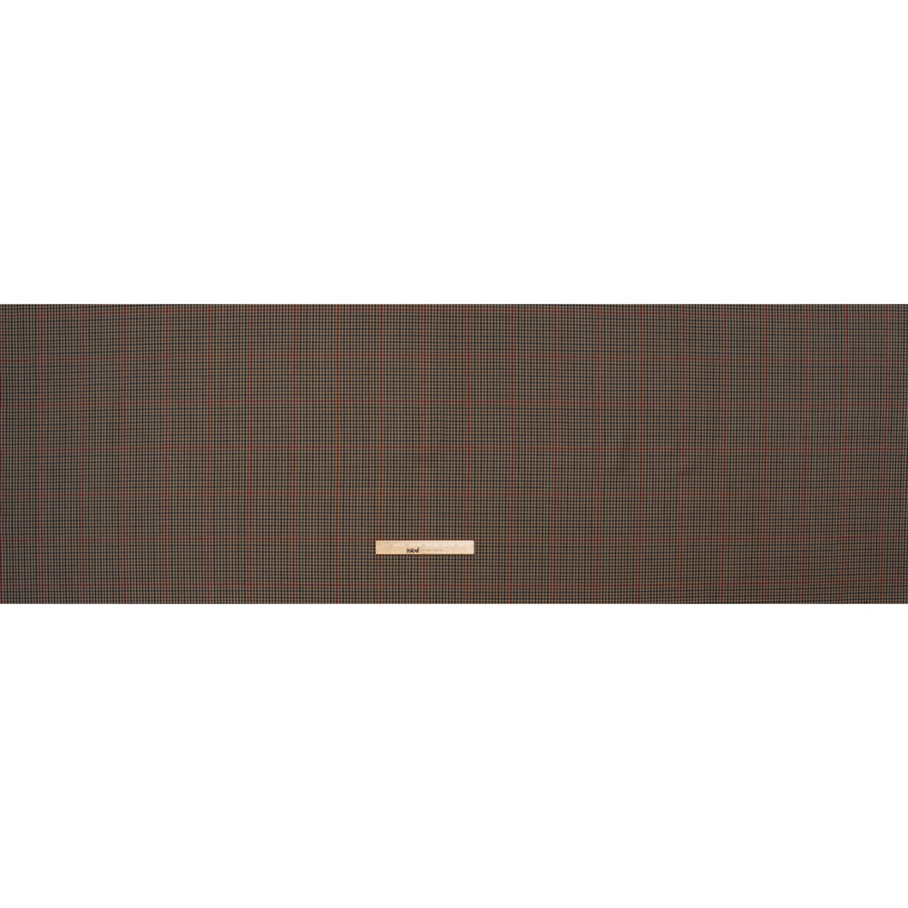 Virgin Merino Wool Twill Suiting Made in Italy - Brown, Red and Blue Checks - Full