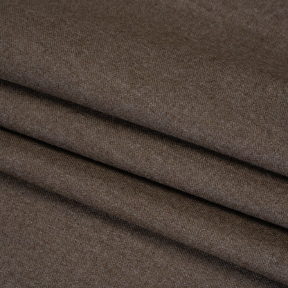 Brushed Virgin Wool Twill Made in Italy - Heathered Light Brown Folded