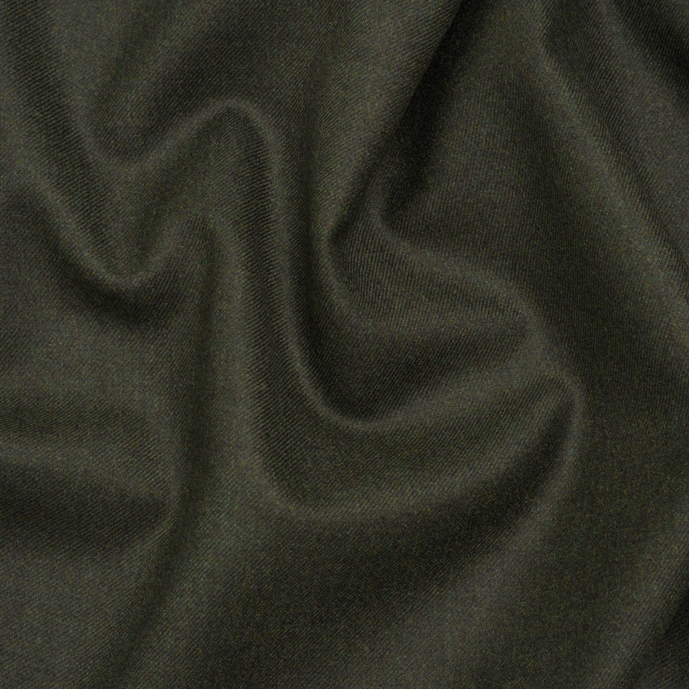 Brushed Virgin Wool Twill Made in Italy - Heathered Dark Forest Green
