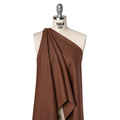 Brushed Virgin Wool Twill Made in Italy - Heathered Brick Red Brown