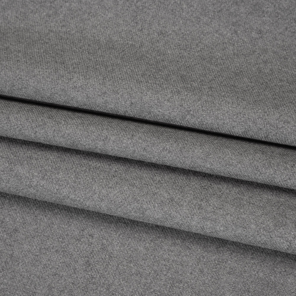Brushed Virgin Wool Twill Made in Italy - Heathered Light Gray