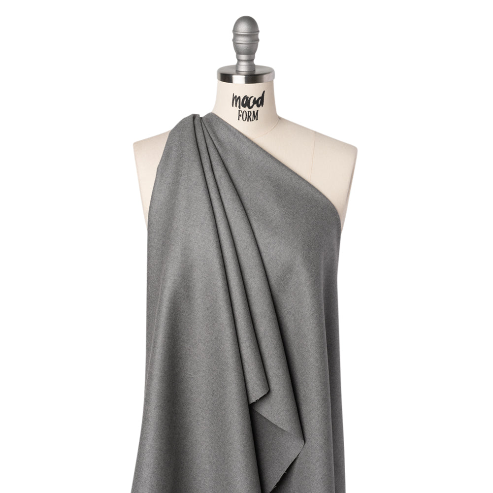 Brushed Virgin Wool Twill Made in Italy - Heathered Light Gray
