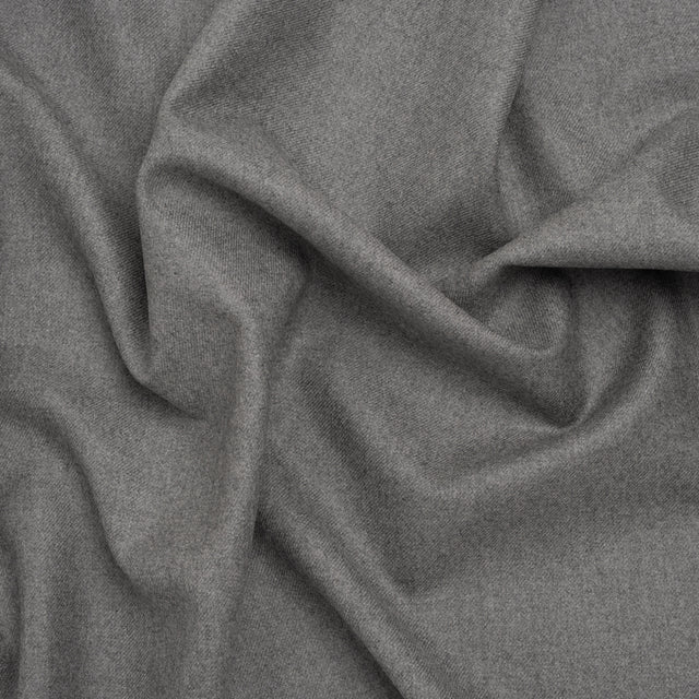 Brushed Virgin Wool Twill Made in Italy - Heathered Light Gray