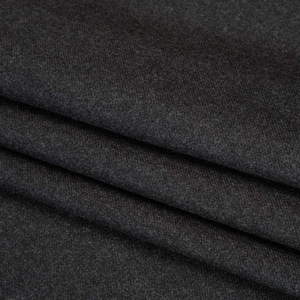 Brushed Virgin Wool Twill Made in Italy - Heathered Dark Gray