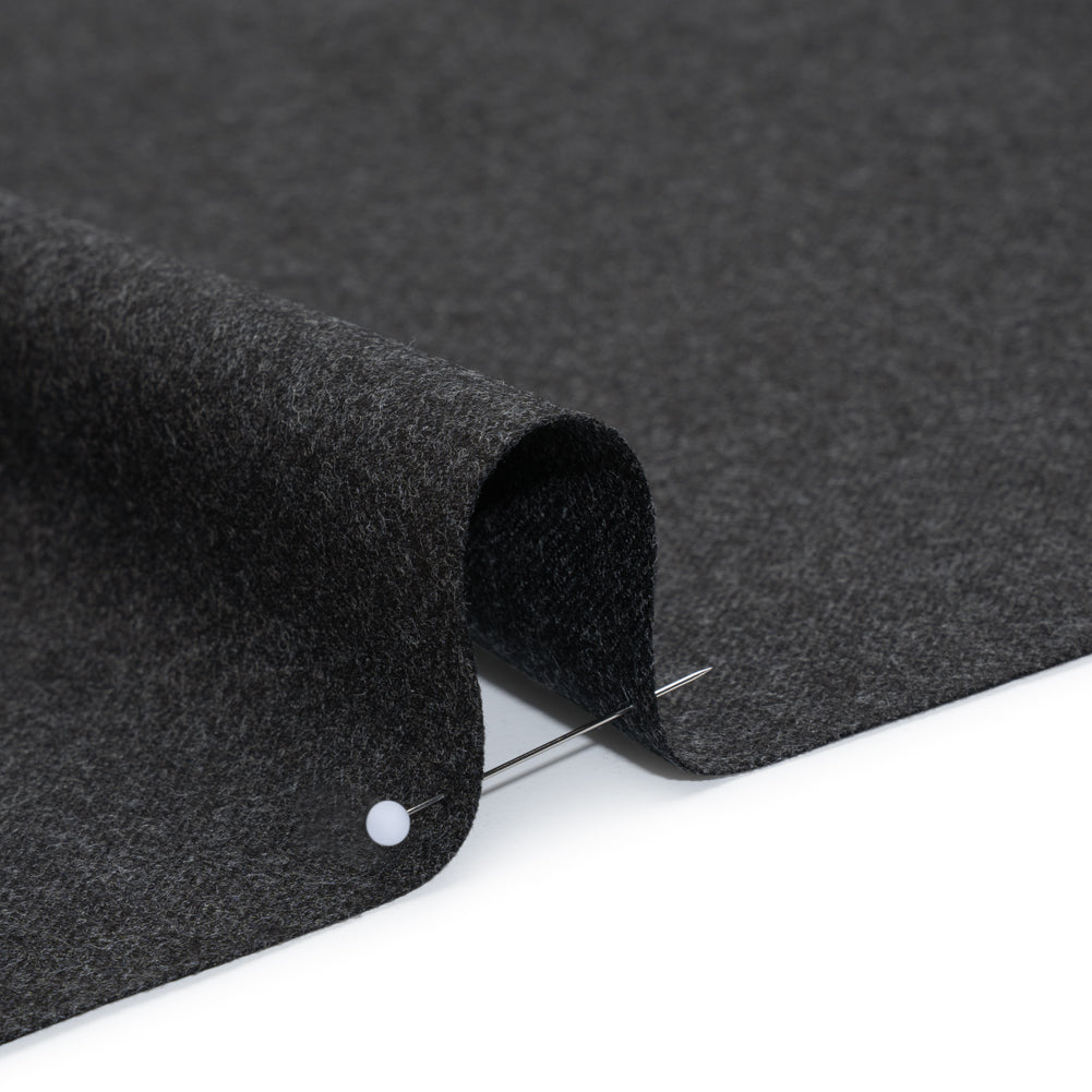 Brushed Virgin Wool Twill Made in Italy - Heathered Dark Gray