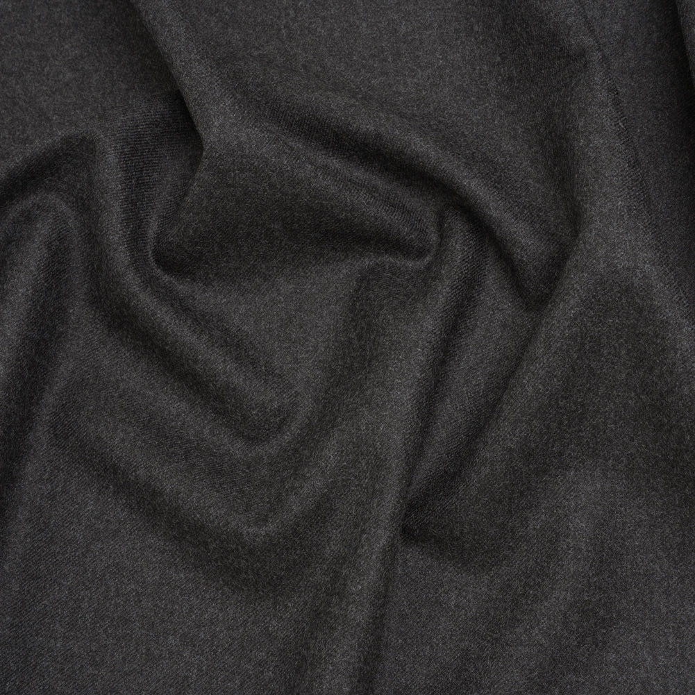 Brushed Virgin Wool Twill Made in Italy - Heathered Dark Gray