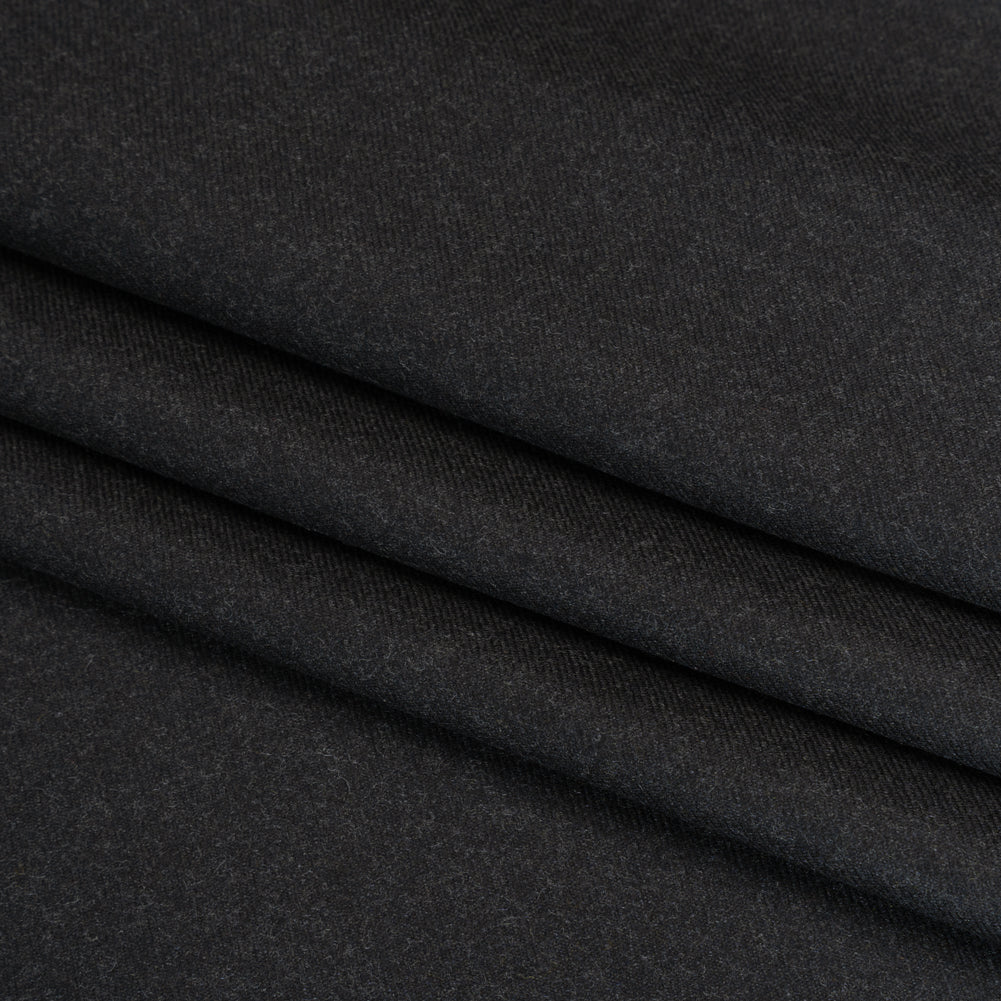Brushed Virgin Wool Twill Made in Italy - Heathered Anthracite Gray - Folded
