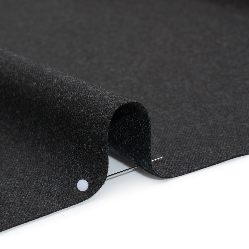 Brushed Virgin Wool Twill Made in Italy - Heathered Anthracite Gray - Detail