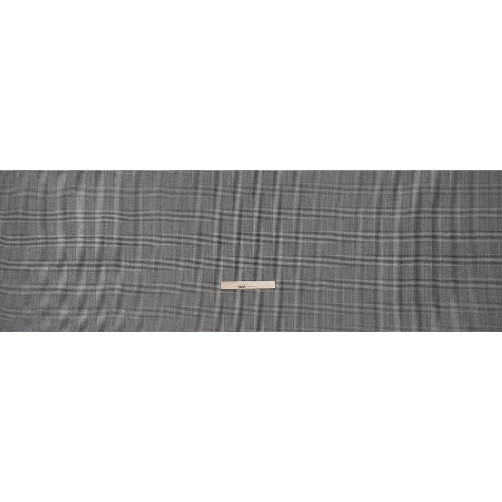 Brushed Virgin Merino Wool Twill - Black and White Glen Plaid - Full