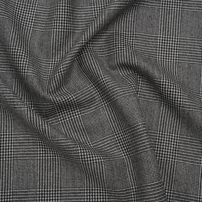 Brushed Virgin Merino Wool Twill - Black and White Glen Plaid