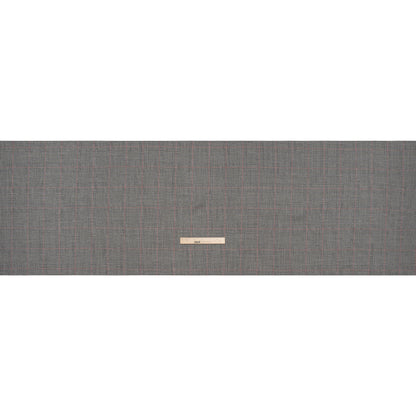 Brushed Virgin Merino Wool Twill - Black, White and Red Glen Plaid