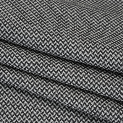 Brushed Virgin Merino Wool Twill - Black and White Little Houndstooth Folded