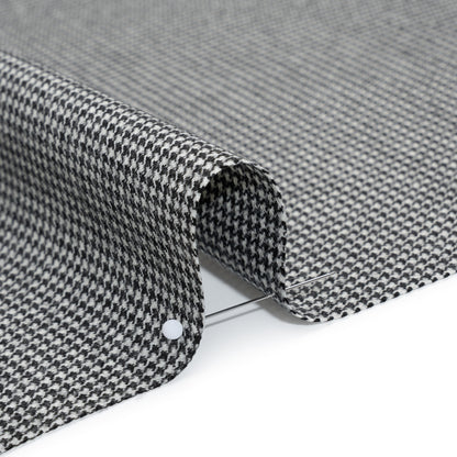 Brushed Virgin Merino Wool Twill - Black and White Little Houndstooth Detail