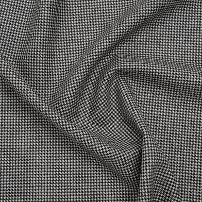 Brushed Virgin Merino Wool Twill - Black and White Little Houndstooth