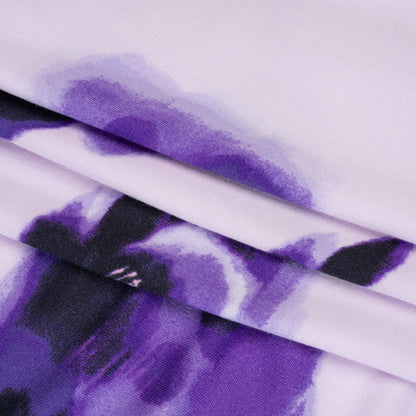 Stretch Polyester ITY Jersey - Purple and Lilac Painterly Florals - Deadstock