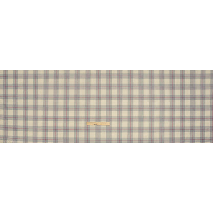Brushed Recycled Polyester Jersey - Cream, Gray and Red Twill Plaid - Deadstock