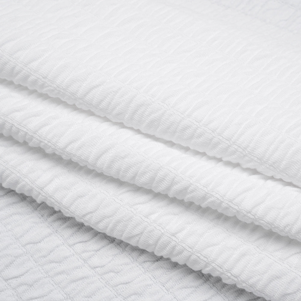 Ruched Stretch Modal and Cotton Double Knit - White - Deadstock