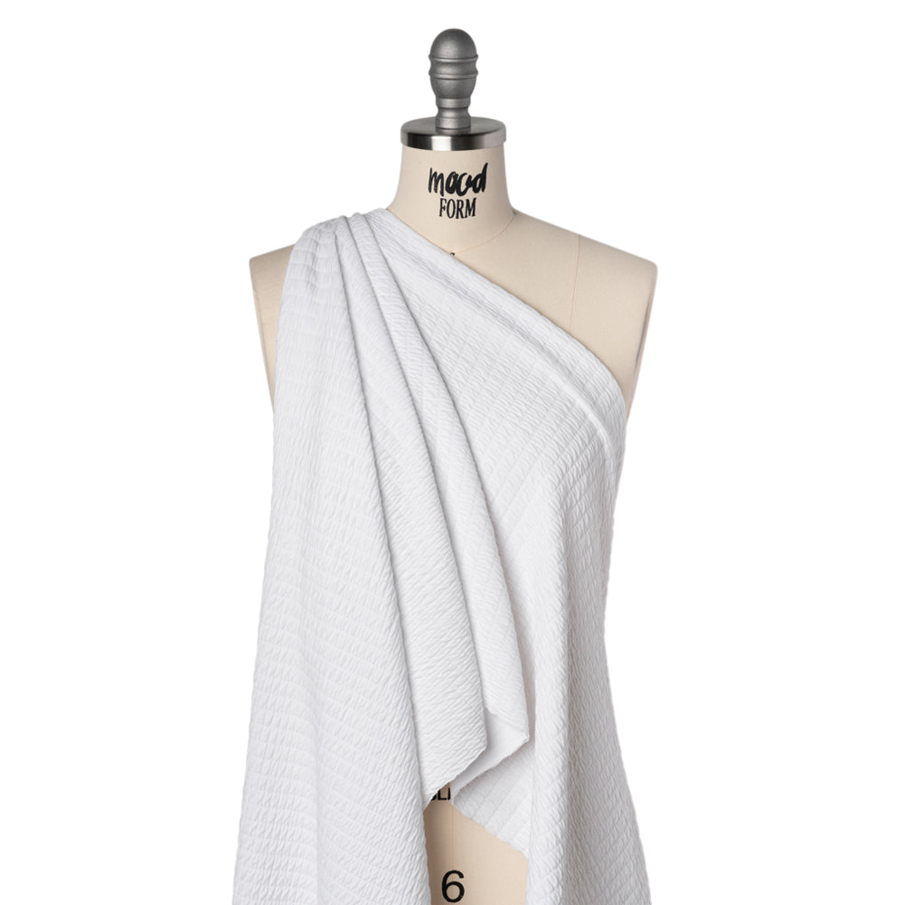 Ruched Stretch Modal and Cotton Double Knit - White - Deadstock