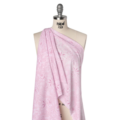 Cotton Jersey - Pink and White Floral - Deadstock