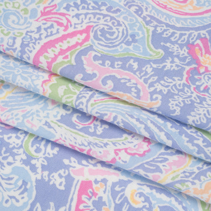 Cotton and Viscose Jersey - Periwinkle, Sky Blue and Magenta Paisley - Deadstock