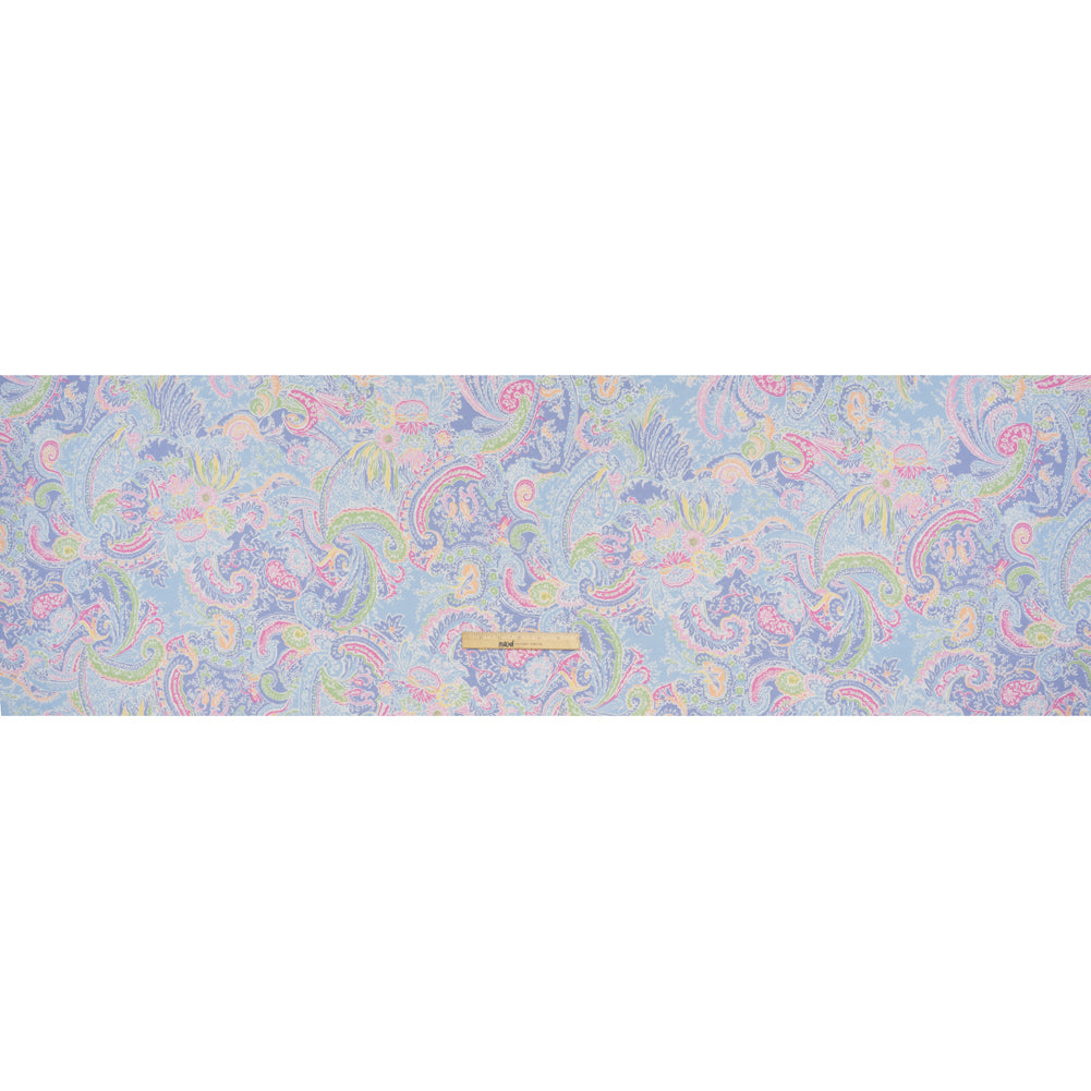 Cotton and Viscose Jersey - Periwinkle, Sky Blue and Magenta Paisley - Deadstock