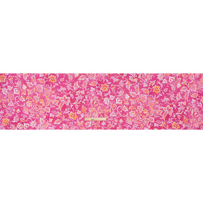 Cotton and Viscose Jersey - Hot Pink, Orange and White Floral with Paisleys - Deadstock