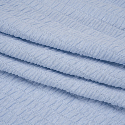 Ruched Stretch Modal and Cotton Double Knit - Pale Blue - Deadstock