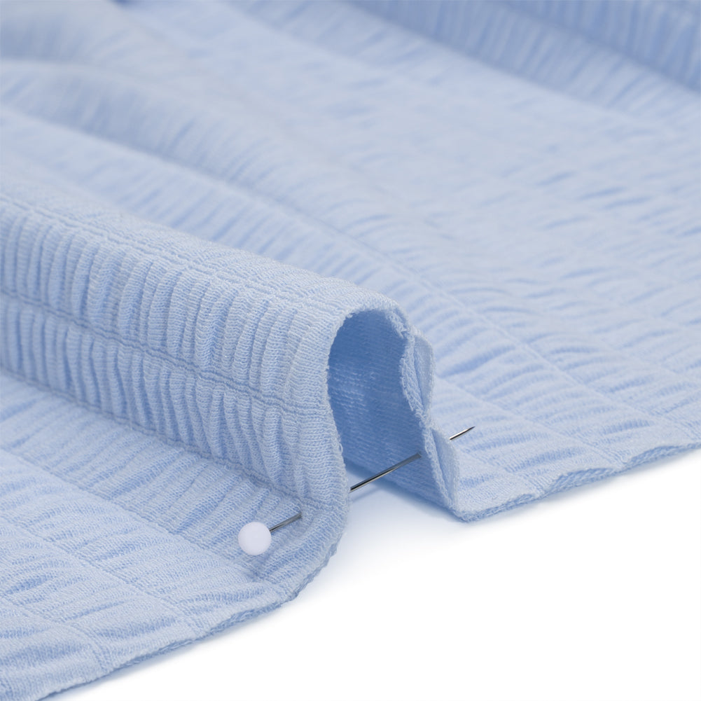 Ruched Stretch Modal and Cotton Double Knit - Pale Blue - Deadstock