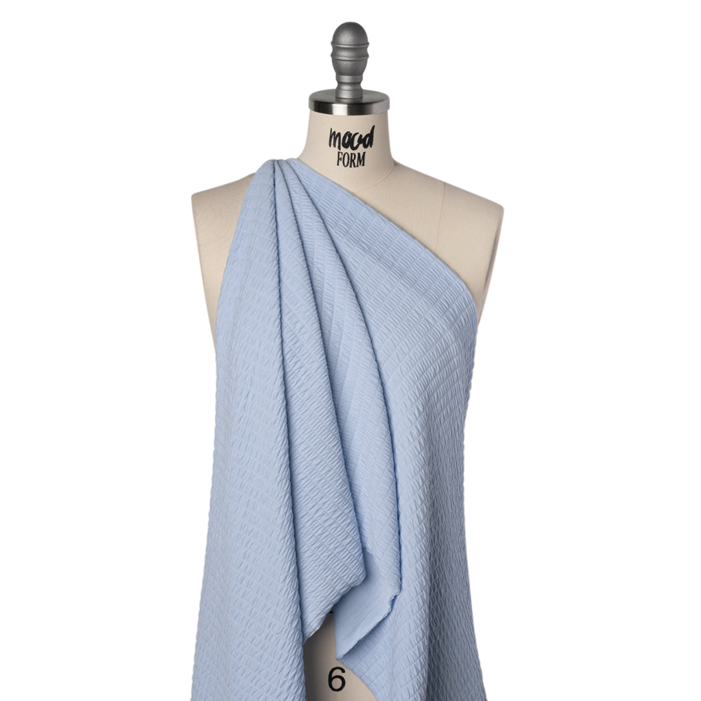 Ruched Stretch Modal and Cotton Double Knit - Pale Blue - Deadstock