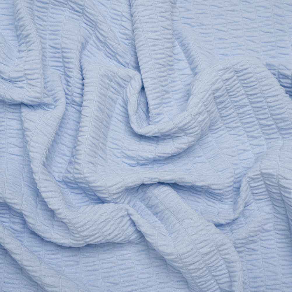 Ruched Stretch Modal and Cotton Double Knit - Pale Blue - Deadstock