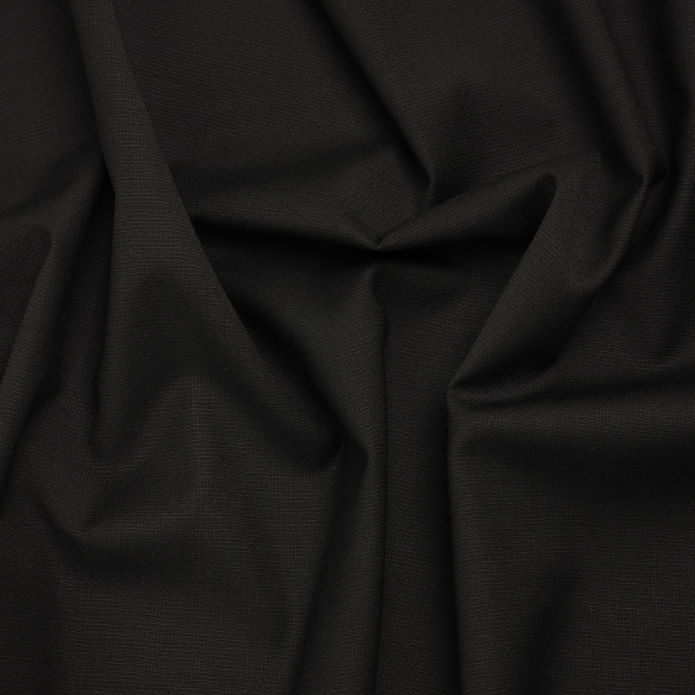 Textured Stretch Wool Suiting - Black - Deadstock