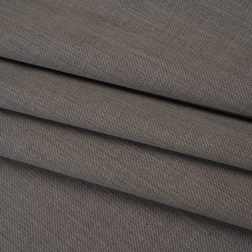 Super 120 Wool Twill Suiting - Gray Brown - Deadstock