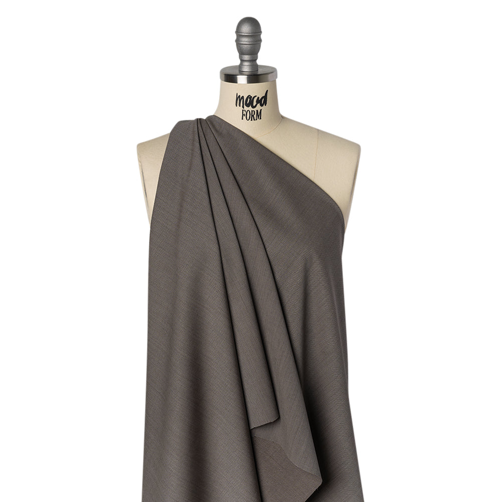 Super 120 Wool Twill Suiting - Gray Brown - Deadstock