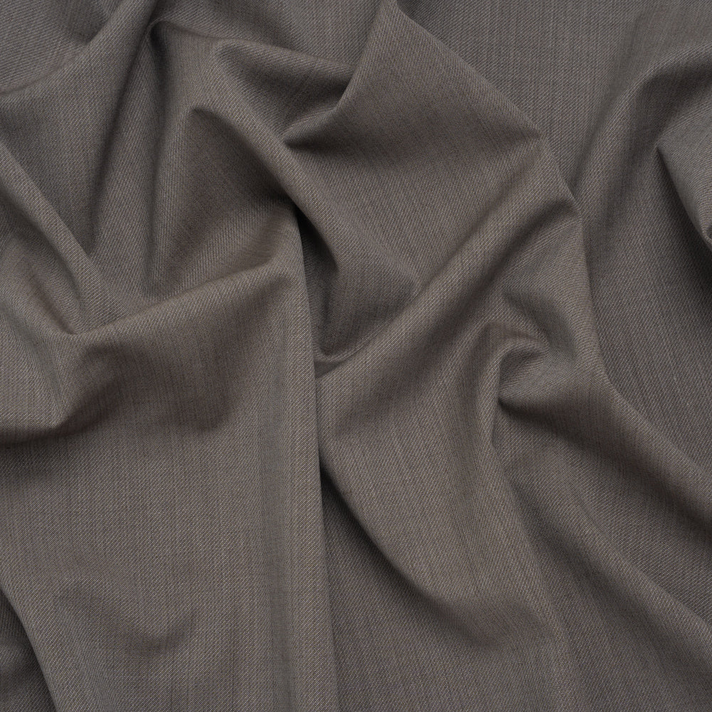 Super 120 Wool Twill Suiting - Gray Brown - Deadstock