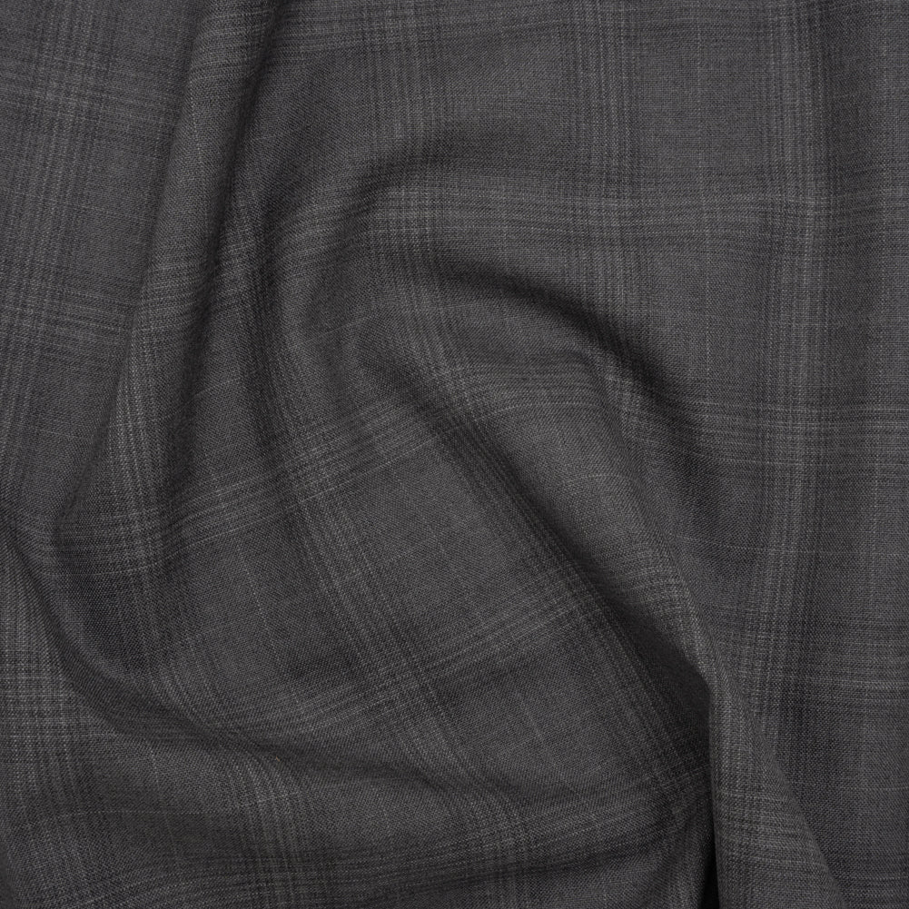 Super 100 Wool Suiting - Gray Monochromatic Plaid - Deadstock