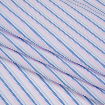 Cotton Shirting - Light Blue, Baby Pink and White Stripes - Deadstock