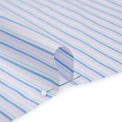 Cotton Shirting - Light Blue, Baby Pink and White Stripes - Deadstock